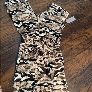 Jennifer Lopez Black and Tan Sleeveless Sundress